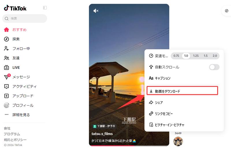 パソコンでTikTok動画を保存